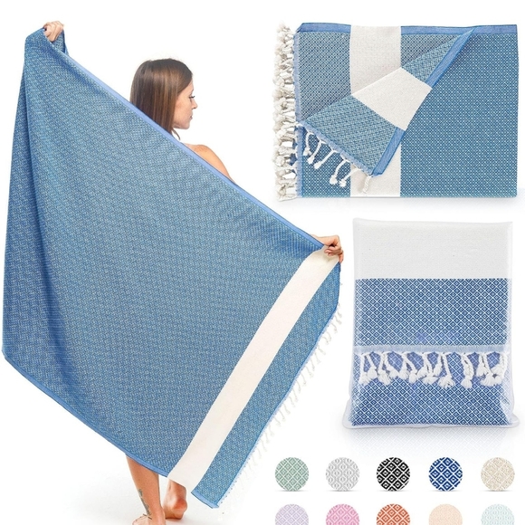 Sand Free Black 100% Turkish Cotton Beach Bath Towel - Citizens of the B… - Picture 1 of 6